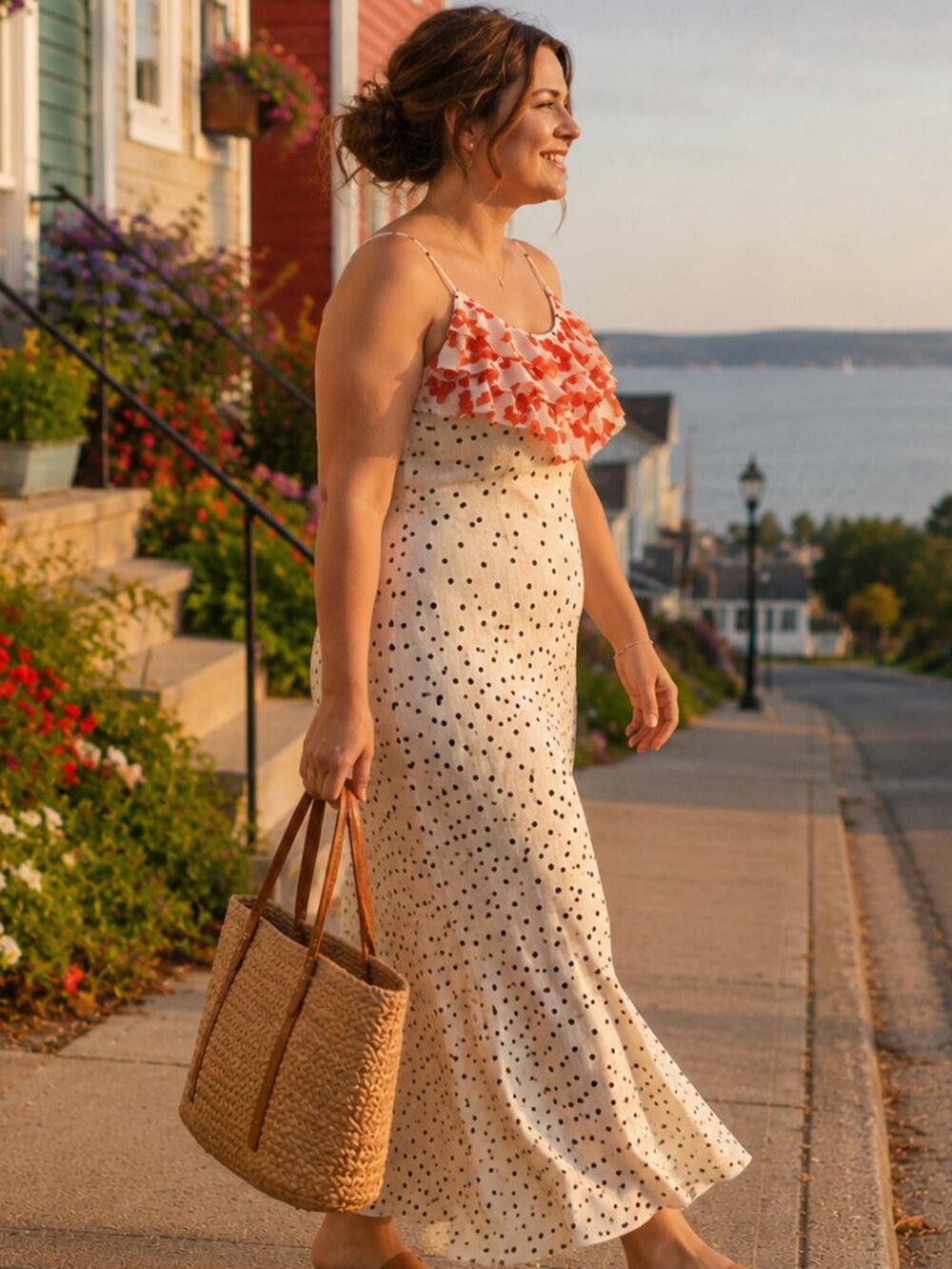 RIXO x Target 1X White Red Polka Dot Ruffle Slip Dress Summer Brunch Wedding 🌺 - Picture 2 of 12